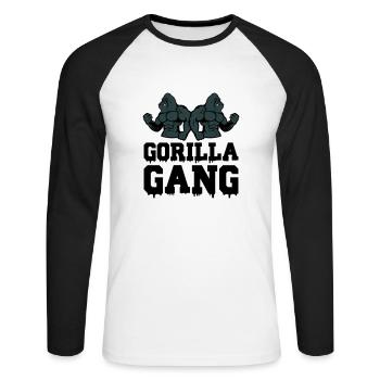 Gang de gorilles - T-shirt baseball manches longues Homme - blanc/noir - Devant - Nik (191cm)