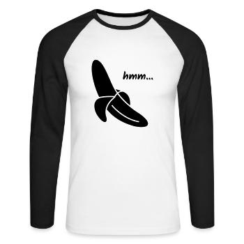 Hmm Yummy Banana Gift - Unisex Long Sleeve Baseball T-Shirt - white/black - Front - Nik (191cm)