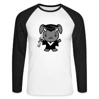 Hase College Schule Abschluss Abitur Zeugnis Süß - Unisex Baseballshirt langarm - Weiß/Schwarz - Vorne - Nik (191cm)