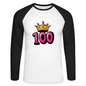 100 Number Crown - Unisex Long Sleeve Baseball T-Shirt - white/black - Front - Nik (191cm)