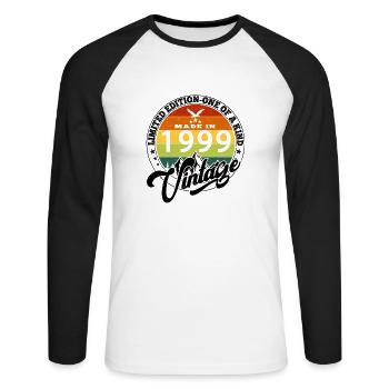 1999 Geburtstag Geboren im Jahr 1999 Vintage Retro. Editio - Unisex Baseballshirt langarm - Weiß/Schwarz - Vorne - Nik (191cm)
