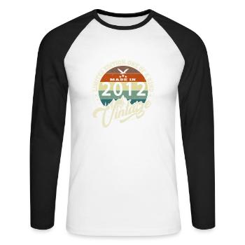 Jahrgang 2012 Best of 2012 - 13 Jahre alter Geburtstag - Unisex Baseballshirt langarm - Weiß/Schwarz - Vorne - Nik (191cm)