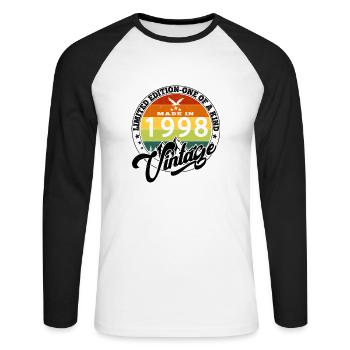 1998 Geburtstag Geboren im Jahrgang 1998 Retro. Editio - Unisex Baseballshirt langarm - Weiß/Schwarz - Vorne - Nik (191cm)