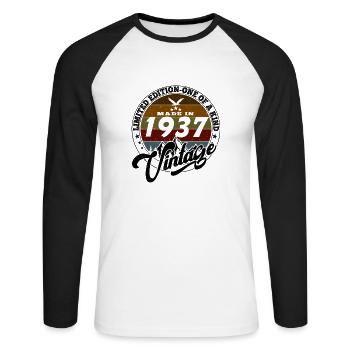 Elegant Vintage: 1937 Retro Gift 1937 2025 - Unisex Long Sleeve Baseball T-Shirt - white/black - Front - Nik (191cm)