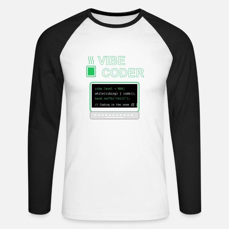 Vibe Coder - Unisex Long Sleeve Baseball T-Shirt - white/black