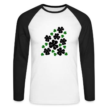 Trèfles - T-shirt baseball manches longues Homme - blanc/noir - Devant - Nik (191cm)