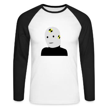 Dummy - Unisex Baseballshirt langarm - Weiß/Schwarz - Vorne - Nik (191cm)