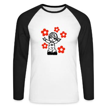 happy kid © - Unisex Baseballshirt langarm - Weiß/Schwarz - Vorne - Nik (191cm)