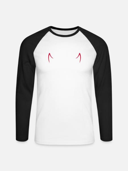 Bremsscheibe mit Hörner 2farbig - Unisex Baseballshirt langarm - Weiß/Schwarz