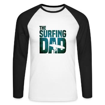The surfing dad - surfer dad father's day waves - Unisex Long Sleeve Baseball T-Shirt - white/black - Front - Nik (191cm)