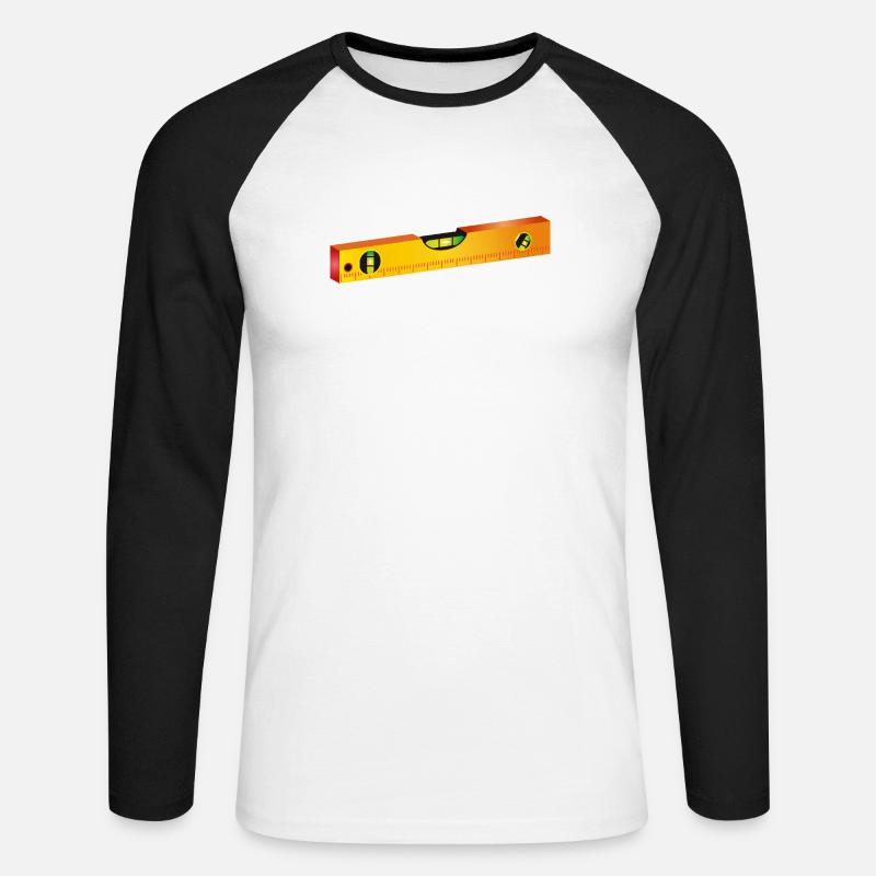 Wasserwaage,Richtwaage oder Maurerwaage - Unisex Baseballshirt langarm - Weiß/Schwarz