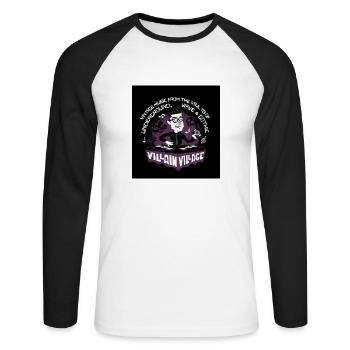 villains village logo Tie - Unisex Baseballshirt langarm - Weiß/Schwarz - Vorne - Nik (191cm)