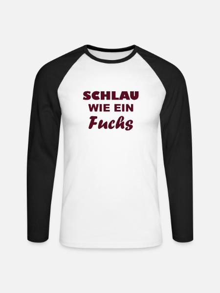 Schlau wie - ein Fuchs - Unisex Baseballshirt langarm - Weiß/Schwarz