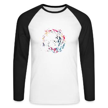 flock of fish,fish,painting,colorful,graffiti,colorful - Unisex Long Sleeve Baseball T-Shirt - white/black - Front - Nik (191cm)