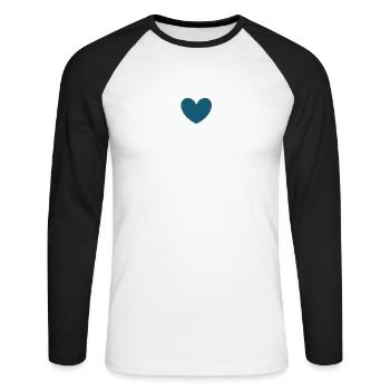 blue heart with arrow Valentine's Day gift - Unisex Long Sleeve Baseball T-Shirt - white/black - Front - Nik (191cm)