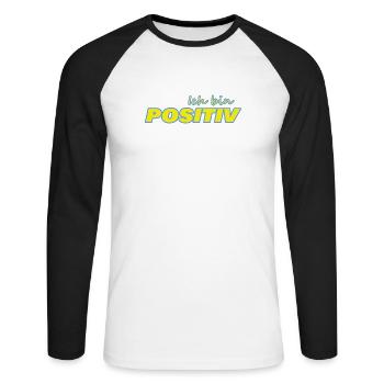 POSITIV - Unisex Baseballshirt langarm - Weiß/Schwarz - Vorne - Nik (191cm)