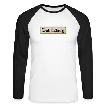 Babelsberg - T-shirt baseball manches longues Homme - blanc/noir - Devant - Nik (191cm)