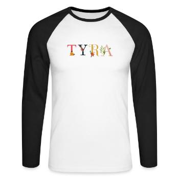 TYRA Name Adorned with Flowers - Unisex Long Sleeve Baseball T-Shirt - white/black - Front - Nik (191cm)