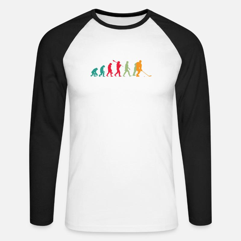 Evolution Eishockey - Unisex Baseballshirt langarm - Weiß/Schwarz
