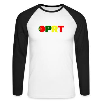 Portugal - Unisex Baseballshirt langarm - Weiß/Schwarz - Vorne - Nik (191cm)