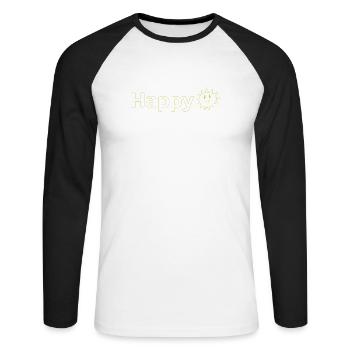 Happy - Unisex Baseballshirt langarm - Weiß/Schwarz - Vorne - Nik (191cm)