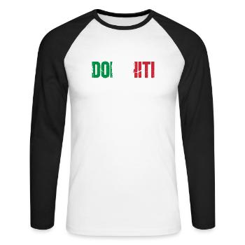 Dolomiti Italy - Unisex Long Sleeve Baseball T-Shirt - white/black - Front - Nik (191cm)