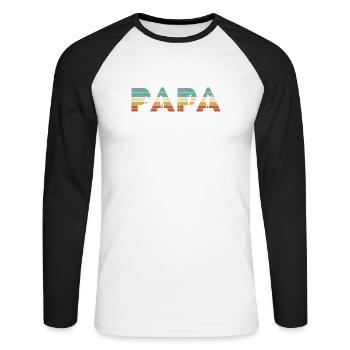 Papa Vintage Angel-Vater-Angler-Geschenk - Unisex Baseballshirt langarm - Weiß/Schwarz - Vorne - Nik (191cm)