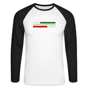Italie - Livourne - Italien - Italie - T-shirt baseball manches longues Homme - blanc/noir - Devant - Nik (191cm)