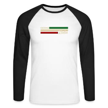 Italia - Catania - Italien - Italy - Unisex Baseballshirt langarm - Weiß/Schwarz - Vorne - Nik (191cm)
