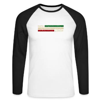 Italie - Naples - Naples - Italien - Italie - T-shirt baseball manches longues Homme - blanc/noir - Devant - Nik (191cm)