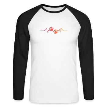 Sonnenuntergangshund Pfote Herzschlag Hund - Unisex Baseballshirt langarm - Weiß/Schwarz - Vorne - Nik (191cm)