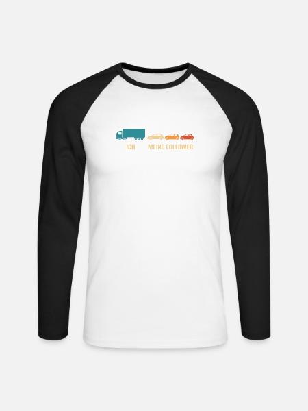 Lkw fahrer ich meine follower - Unisex Baseballshirt langarm - Weiß/Schwarz