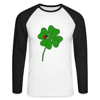 Lucky clover leaf with ladybug - Unisex Long Sleeve Baseball T-Shirt - white/black - Front - Nik (191cm)