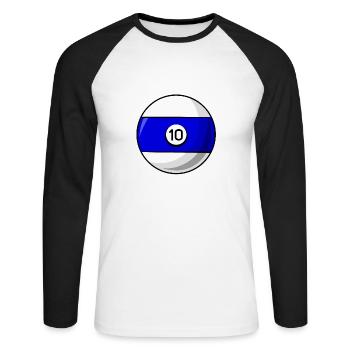 Billardkugel 10 blau Billard zehn - Unisex Baseballshirt langarm - Weiß/Schwarz - Vorne - Nik (191cm)