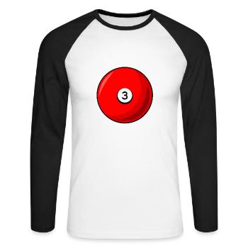 Billardkugel 3 rot Billard drei - Unisex Baseballshirt langarm - Weiß/Schwarz - Vorne - Nik (191cm)