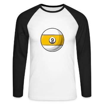 Billiard ball 9 yellow Billiards nine - Unisex Long Sleeve Baseball T-Shirt - white/black - Front - Nik (191cm)