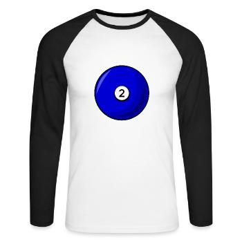 Billiard ball 2 blue Billiards two - Unisex Long Sleeve Baseball T-Shirt - white/black - Front - Nik (191cm)