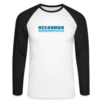 L’HOMME DE L’OCÉAN - T-shirt baseball manches longues Homme - blanc/noir - Devant - Nik (191cm)