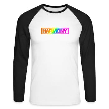 Typo HARMONY Contour Arc-en-ciel - T-shirt baseball manches longues Homme - blanc/noir - Devant - Nik (191cm)