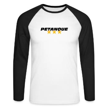 Petanque - T-shirt baseball manches longues Homme - blanc/noir - Devant - Nik (191cm)