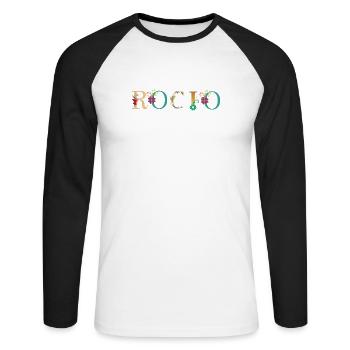 ROCIO name decorated with flowers - Unisex Long Sleeve Baseball T-Shirt - white/black - Front - Nik (191cm)