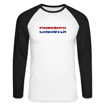 Eindhoven Flagge Niederlande Vintage - Unisex Baseballshirt langarm - Weiß/Schwarz - Vorne - Nik (191cm)