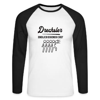 Drechsler Chef Selbstständigkeit Firma Gründen - Unisex Baseballshirt langarm - Weiß/Schwarz - Vorne - Nik (191cm)