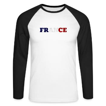 Frankreich - Unisex Baseballshirt langarm - Weiß/Schwarz - Vorne - Nik (191cm)