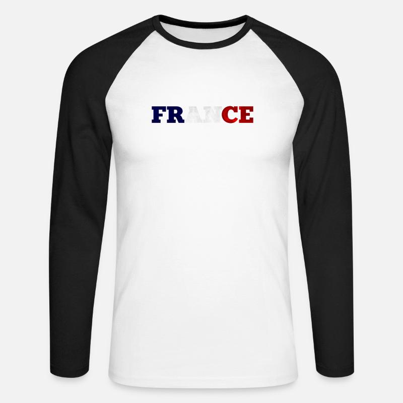 Frankreich - Unisex Baseballshirt langarm - Weiß/Schwarz