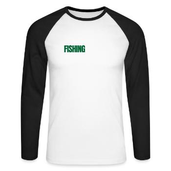 Fishing Greater Than Work – Angeln Design - Unisex Long Sleeve Baseball T-Shirt - white/black - Front - Nik (191cm)
