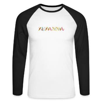 ZUZANNA name decorated with flowers - Unisex Long Sleeve Baseball T-Shirt - white/black - Front - Nik (191cm)