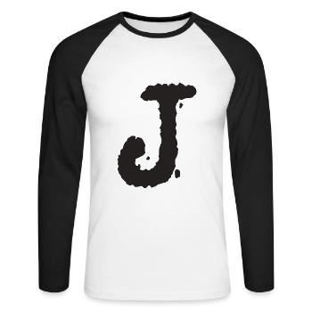 J - Unisex Baseballshirt langarm - Weiß/Schwarz - Vorne - Nik (191cm)