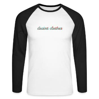 decent clothes - Unisex Long Sleeve Baseball T-Shirt - white/black - Front - Nik (191cm)