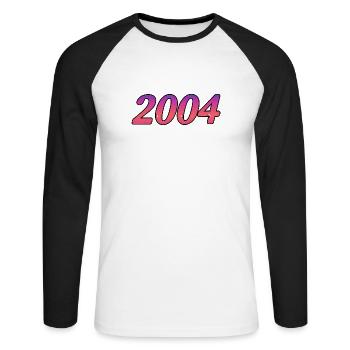 2004 - Unisex Baseballshirt langarm - Weiß/Schwarz - Vorne - Nik (191cm)
